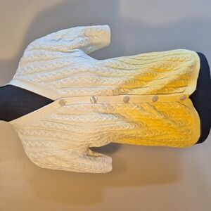 FUNSPORT Vintage Cream To Yellow Ombre Cable Knit Short Sleeve Cardigan, Medium